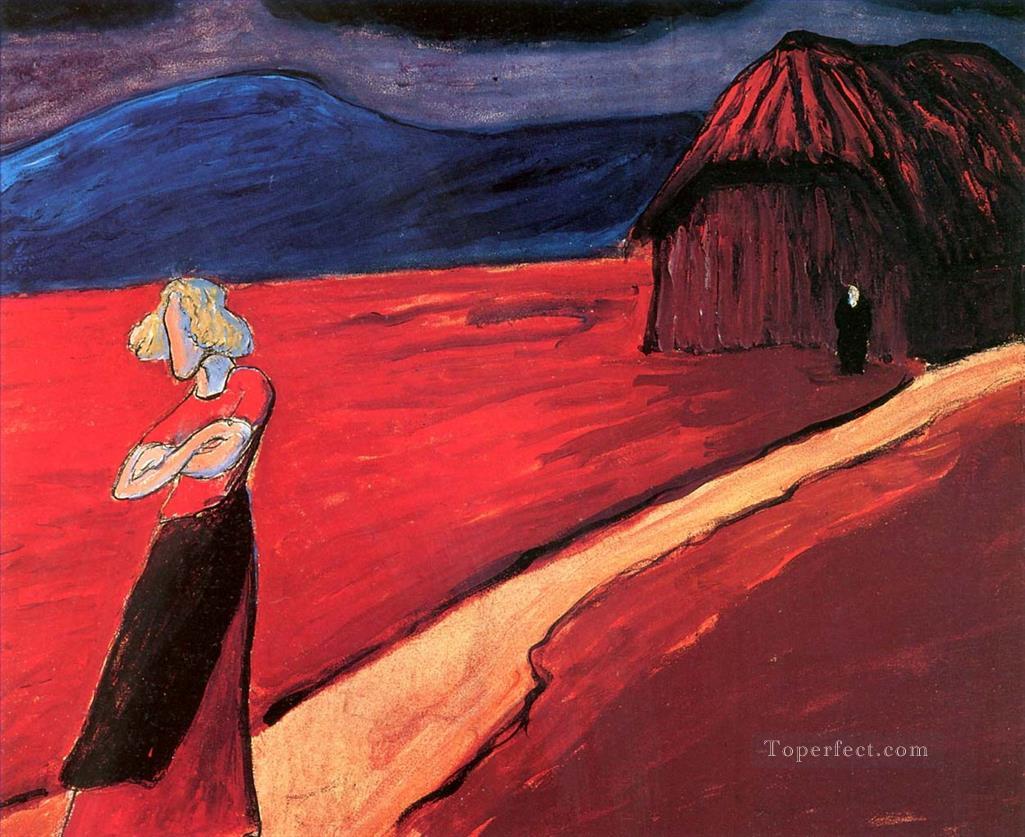 mujer de rojo Marianne von Werefkin Expresionismo Pintura al óleo
